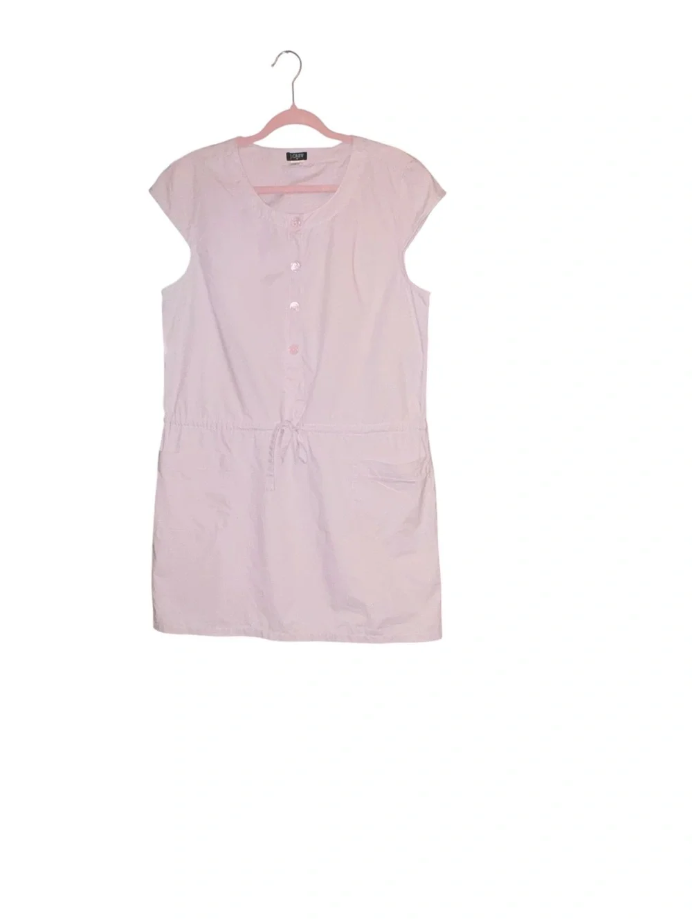 J. Crew Pale Pink Cap-Sleeve Minimalist Everyday 100% Cotton Mini Dress sz L